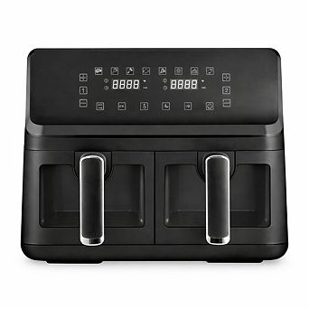 NutriChef 4.4-qt Dual Basket Air Fryer with Customized Digital Display and Transparent Window