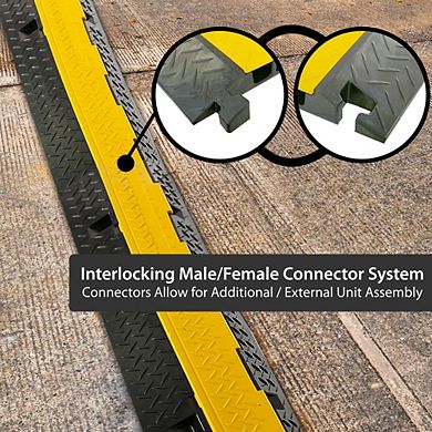 Pyle Cable Cover Ramps (PCBLCO105X2) - 3-Channel Cord Protector for Indoor/Outdoor Use (2-Pack)