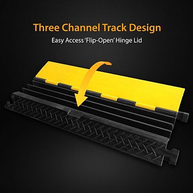 Pyle Cable Cover Ramps (PCBLCO105X2) - 3-Channel Cord Protector for Indoor/Outdoor Use (2-Pack)