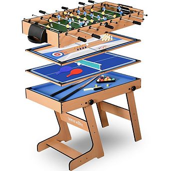 SereneLife 48'' 5-in-1 Foldable Multi-Function Game Table - Includes Pool, Foosball, and More