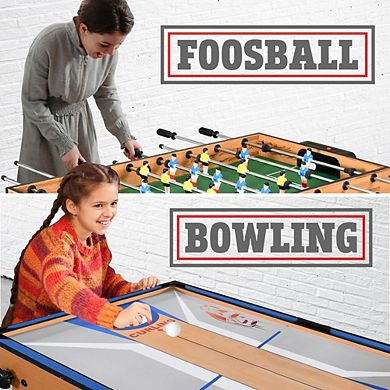 SereneLife 48'' 5-in-1 Foldable Multi-Function Game Table - Includes Pool, Foosball, and More