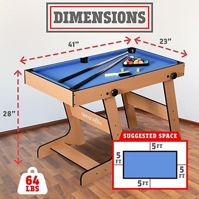 SereneLife 48'' 5-in-1 Foldable Multi-Function Game Table - Includes Pool, Foosball, and More