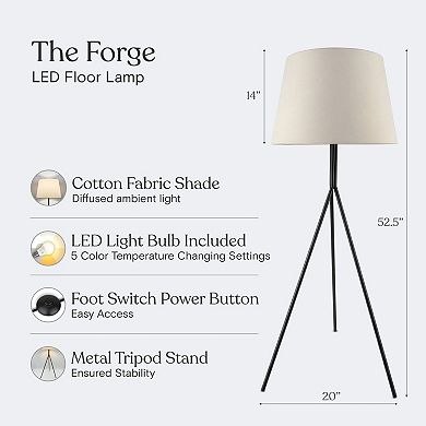 Forge 52" Tripod Black Metal LED Floor Lamp