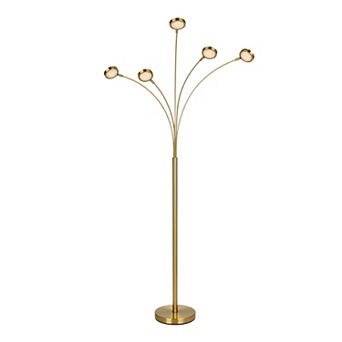Brightech Orion 74" Gold Brass LED Tree Arc Floor Lamp with 5 Adjustable Arms