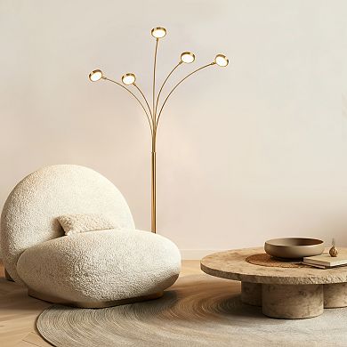 Brightech Orion 74" Gold Brass LED Tree Arc Floor Lamp with 5 Adjustable Arms
