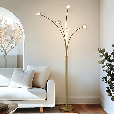 Brightech Orion 74" Gold Brass LED Tree Arc Floor Lamp with 5 Adjustable Arms