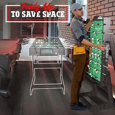 SereneLife 48'' Foldable Tabletop Foosball Table - Heavy Duty for Home & Game Room (SLFSBLFD10A)