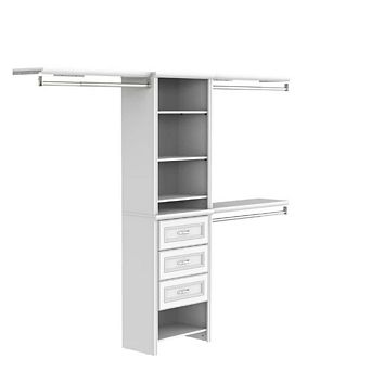 White Adjustable Wood Closet Organizer