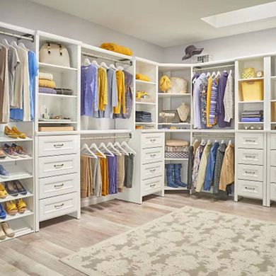 White Adjustable Wood Closet Organizer
