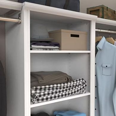 White Adjustable Wood Closet Organizer