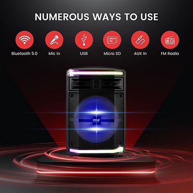 Pyle Portable Bluetooth PA Speaker System - Bluetooth Speaker Portable MP3/USB SD Card Reader