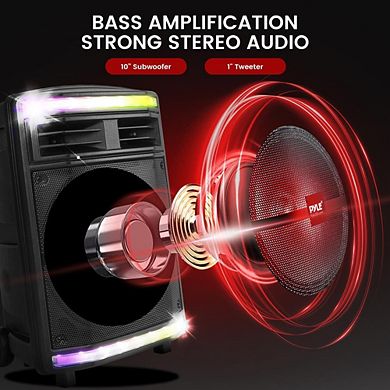 Pyle Portable Bluetooth PA Speaker System - Bluetooth Speaker Portable MP3/USB SD Card Reader