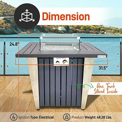 SereneLife Propane Fire Pit Table with Sturdy Metal, Gas Pits with 50,000 BTU