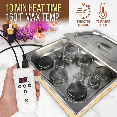 Portable Massage Stone Warmer Set Electric Spa