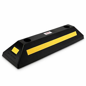 Pyle Heavy-Duty Parking Curb Tire Stop (PCRSTP11) - Yellow Reflective Safety Strip