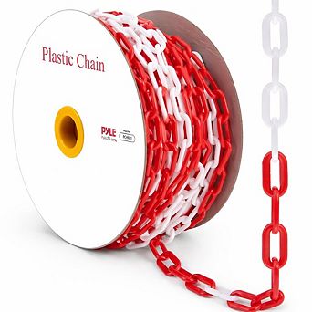 Pyle 82' Emergency Barrier Chain - High-Visibility Multi-Color Safety Chain (PCHN31)