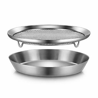 7.48" Stainless Steel Mesh Tray Set with Drip Pan, Air Fryer Basket & Food Strainer