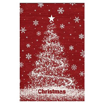 9X12 FT Red Christmas Holiday Rug for Living Room & Entryway with Non Slip, Low Pile, Soft