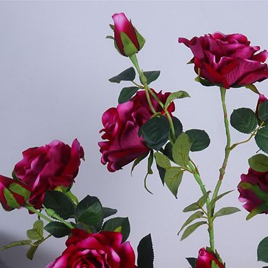2pcs Artificial Peony Flower Trees in Pots Faux Peony Flowering Trees with Green Leaves