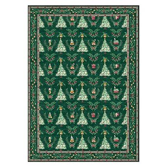 9X12 FT Green Christmas Holiday Rug for Living Room with Washable, Non Slip, Low Pile
