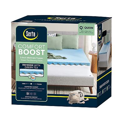 Serta® Comfort Boost 2-inch Green Tea Memory Foam Mattress Topper