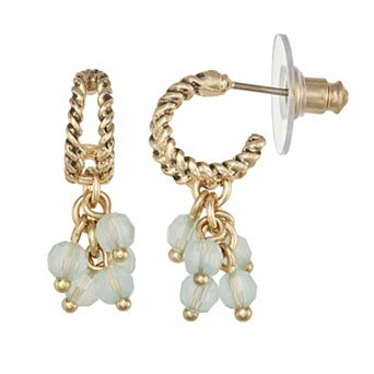 Napier Gold Tone Casual Nature Hoop Drop Earrings