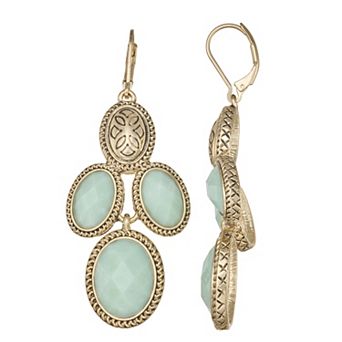 Napier Gold Tone Casual Nature Chandelier Earrings