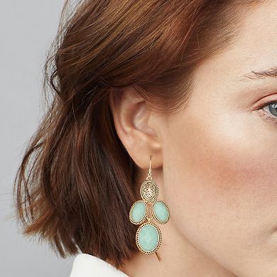 Napier Gold Tone Casual Nature Chandelier Earrings