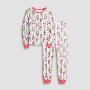 Girls 4-10 Grinch Snug Fit Long Sleeve Pajama Top & Pajama Bottoms Set