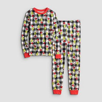 Boys 4-10 Grinch Snug Fit Long Sleeve Pajama Top & Pajama Bottoms Set