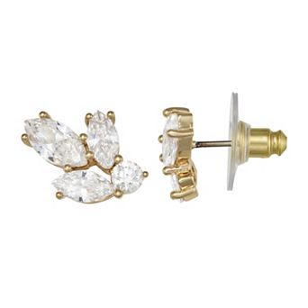 Napier Gold Tone Social Cubic Zirconia Stud Earrings