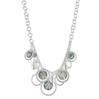 Napier Silver Tone Color Drop Floral Frontal Necklace