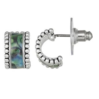 Napier Silver Tone Color Drop C-Hoop Earrings