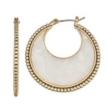 Napier Gold Tone Color Drop Hoop Earrings