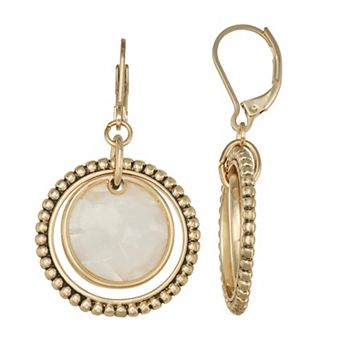 Napier Gold Tone Color Drop Leverback Drop Earrings