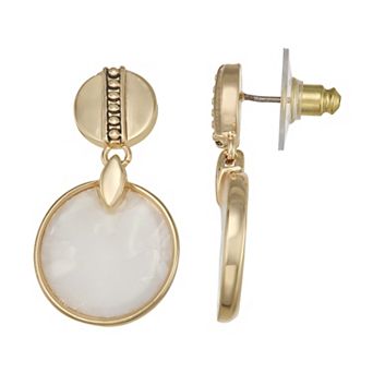 Napier Gold Tone Color Drop Double Drop Earrings