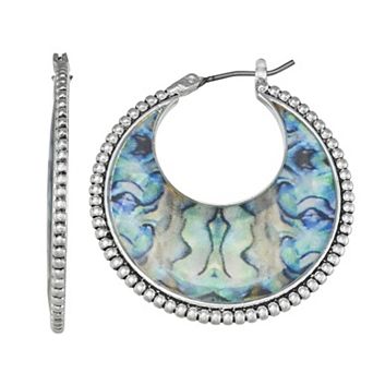 Napier Silver Tone Color Drop Hoop Earrings