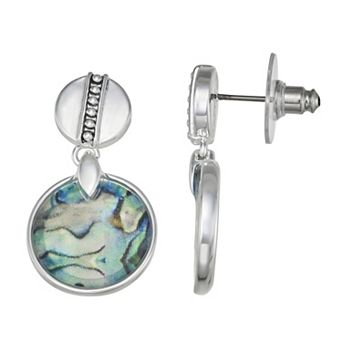 Napier Silver Tone Color Drop Double Drop Earrings