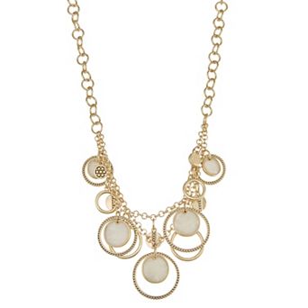 Napier Gold Tone Color Drop Frontal Necklace