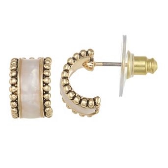 Napier Gold Tone Color Drop C-Hoop Earrings