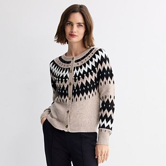 Women's Nine West Shine Crew Neck Sweater Cardigan
