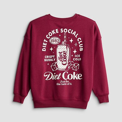 Juniors' Diet Coke Social Club Oversized Graphic Pullover