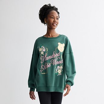 Juniors' Disney's Winnie The Pooh Hundred Acre Wood Floral Oversized Graphic Pullover