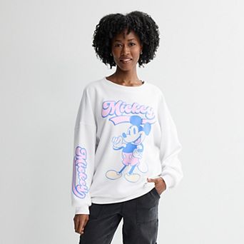 Juniors' Disney's Mickey Mouse Puff Ink Oversized Graphic Pullover