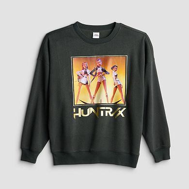 Juniors' K-Pop Demon Hunters Huntrix Golden Crew Oversized Graphic Pullover
