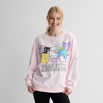 Juniors' Hello Kitty & Friends Bunch Oversized Graphic Pullover