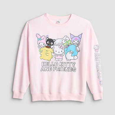 Juniors' Hello Kitty & Friends Bunch Oversized Graphic Pullover