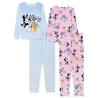 Girls 4-8 Bluey 4 pc Pajama Top & Pajama Bottoms Set