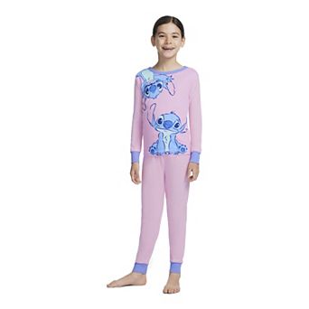 Girls 4-10 Disney's Lilo & Stitch Cute and Fluffy 4 pc Pajama Tops and Pajama Bottoms Set