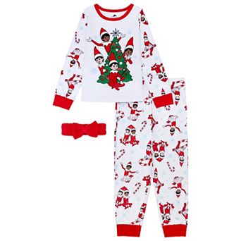 Girls 4-10 Elf On The Shelf "Better Together" 3 pc Pajama Top, Pajama Bottoms, & Pajama Headband Set